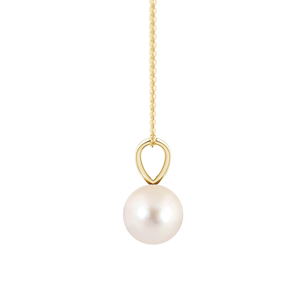 8mm Freshwater Cultured Pearl Solitaire V-Bale Pendant Necklace - Elegant Jewelry Gift for Women, Perfect for Weddings, Anniversaries & Special Occasions