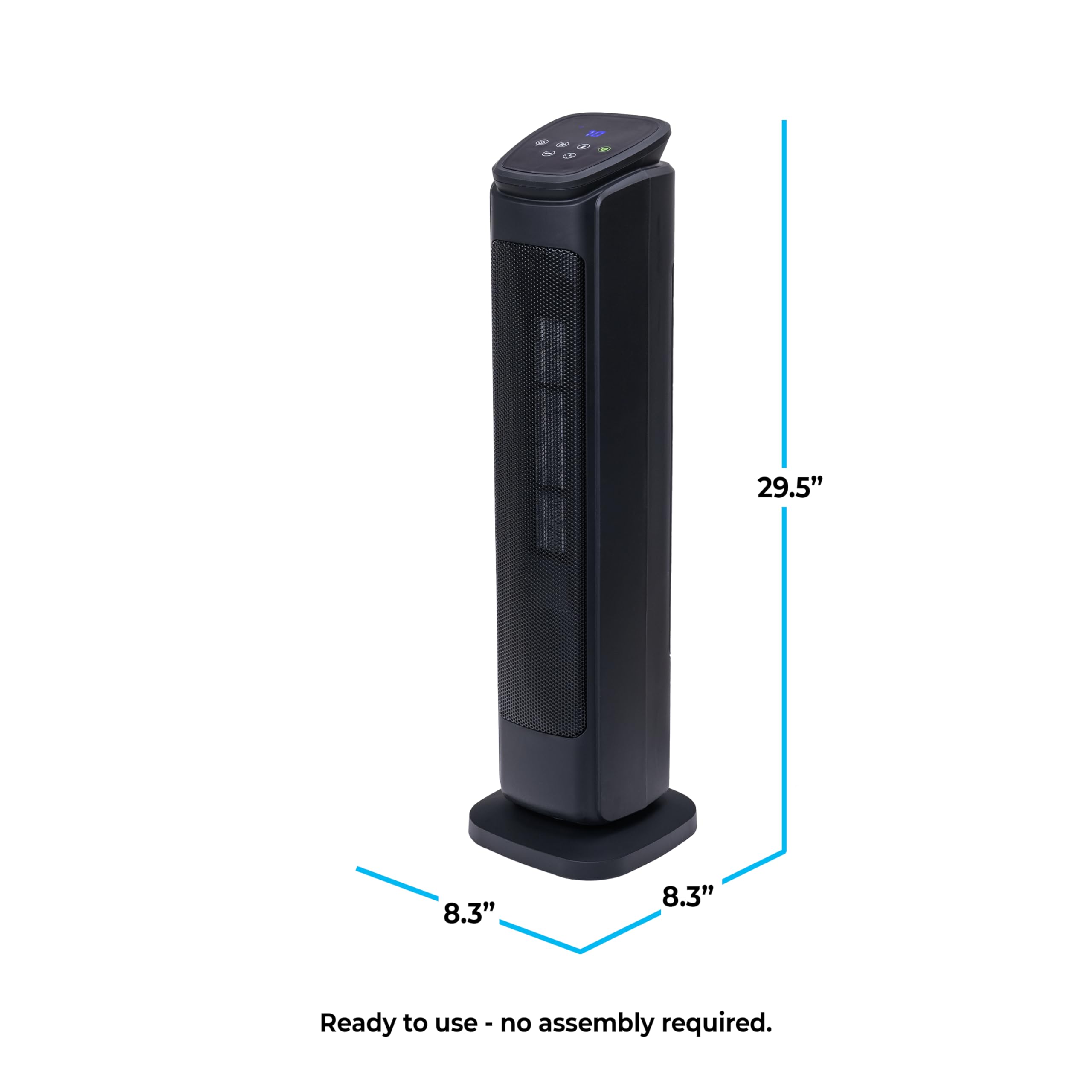 Comfort Zone 30-inch Indoor Space Heater with Remote Control, Thermostat & 12H Timer - 1500W Portable Room Heater with 50° Oscillation, 4 Heating Modes & Overheat Protection - Perfect for Bedroom, Office & Home Use