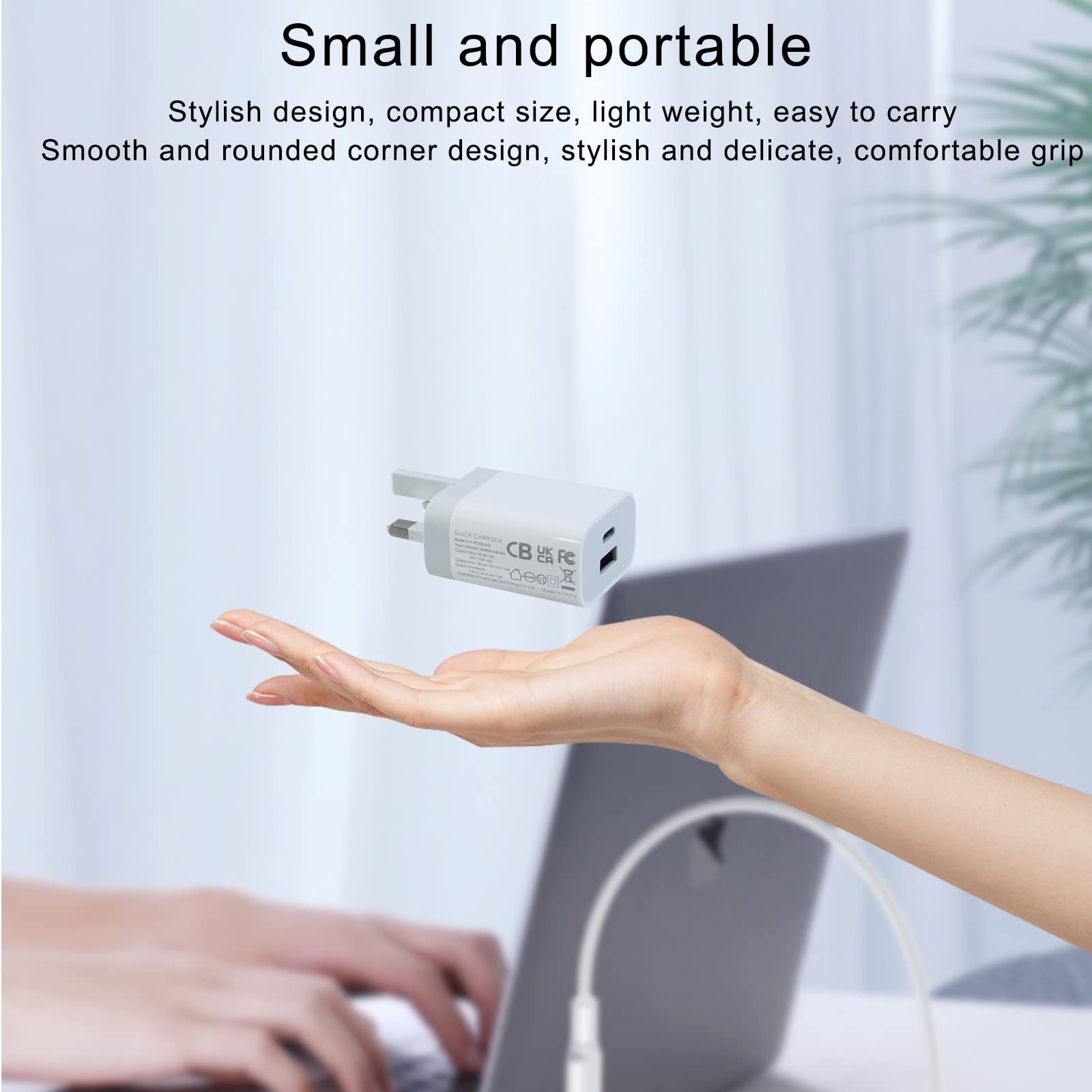 2-Pack 18W USB C PD Fast Charger with Foldable Plug | QC 3.0 & Power Delivery Compatible with iPhone, iPad, Huawei P40/P30, Moto G8 | Compact Travel Charger for Home, Office & Car (White & Gray)