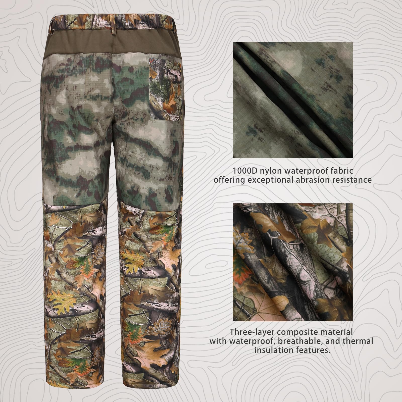UIIHUNT Men's Fleece-Lined Hunting Jacket & Pants Set - Water Resistant, Silent Camouflage Gear with Safety Strap Compatibility | Ideal for Deer Hunting, Outdoor Adventures & Cold Weather Activities