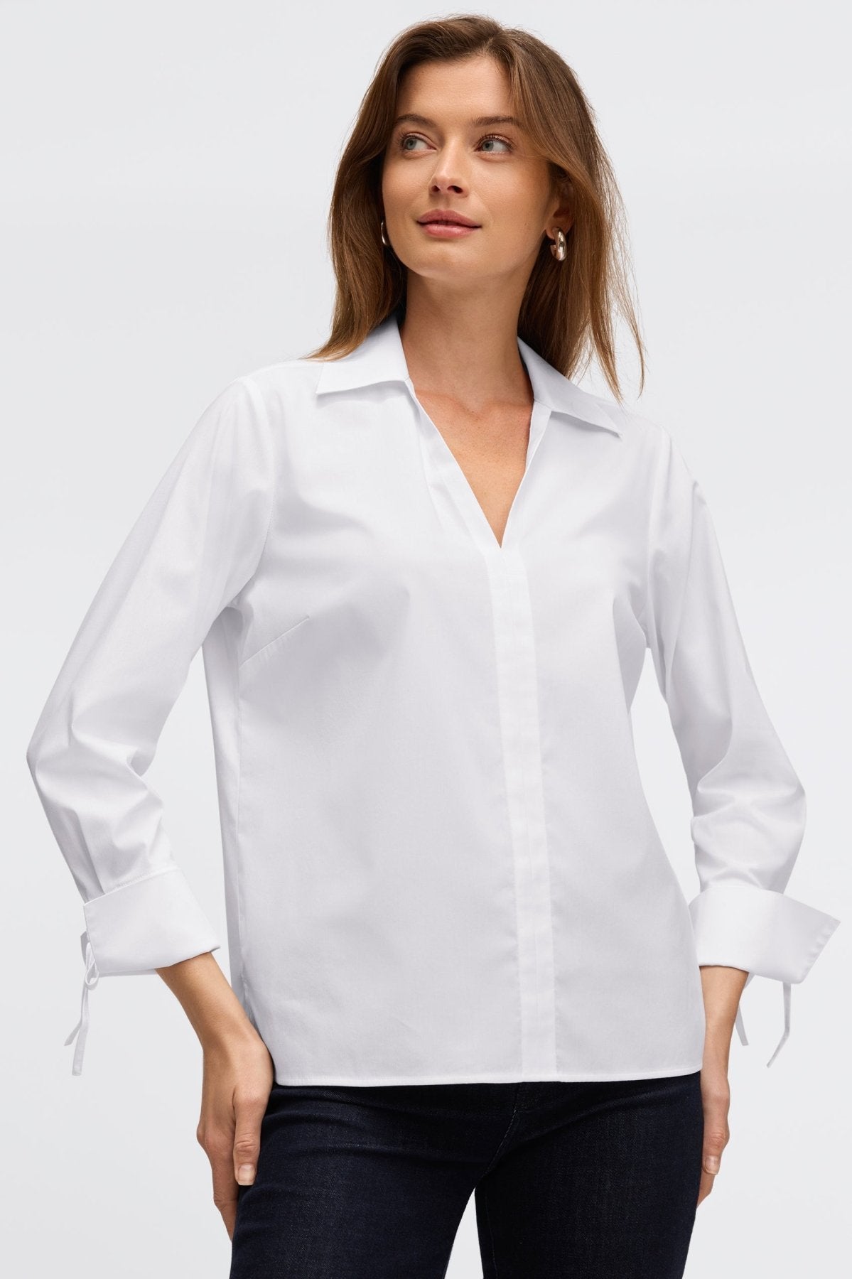 Carla No Iron Stretch Long Sleeve Popover Shirt for Women - Wrinkle Free Comfortable Business Casual Blouse - Perfect for Office Work, Travel & Everyday Wear