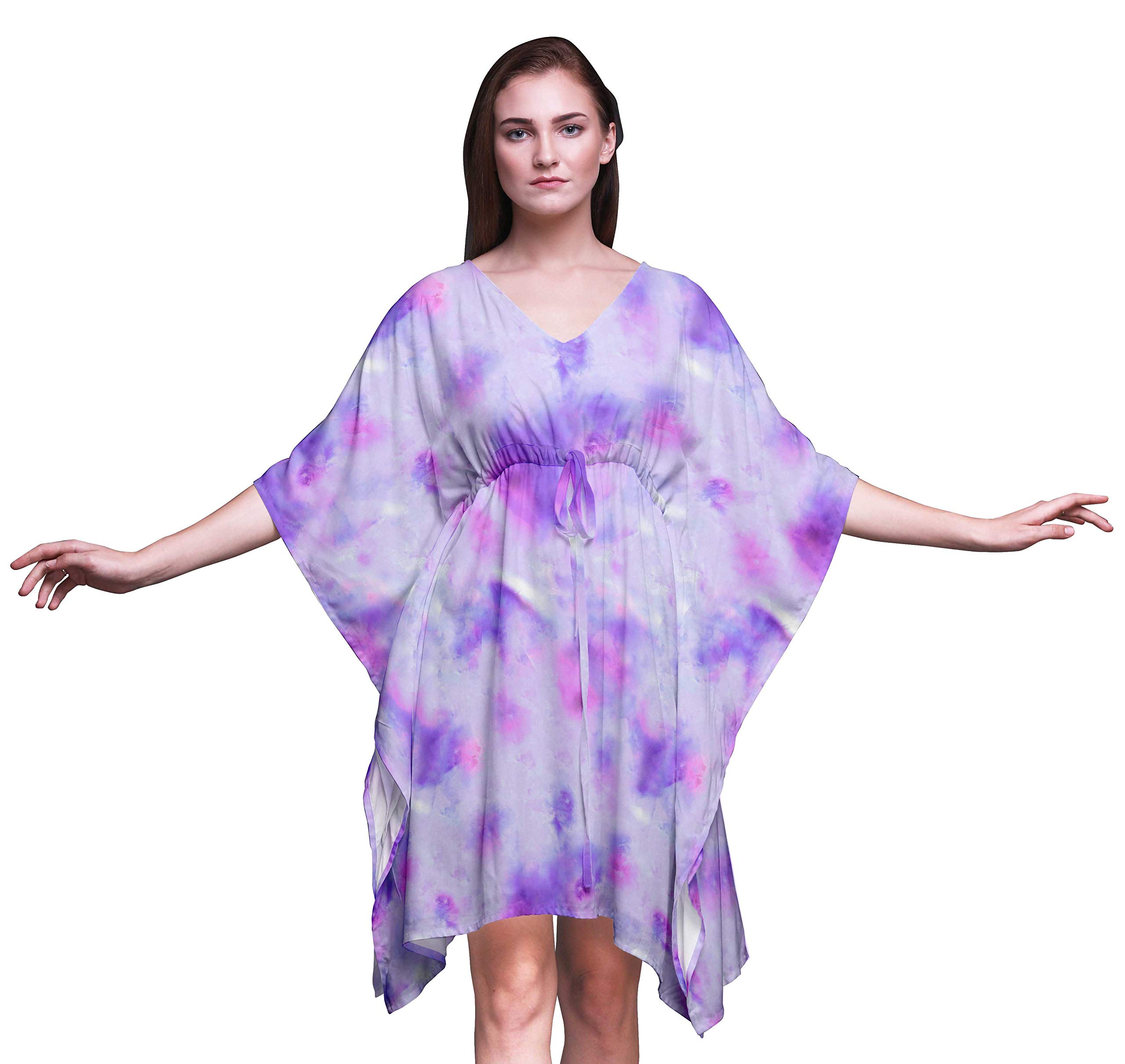 Bimba Women's Short Caftan Midi Dress - Beach Cover Up Swimwear, Boho Kaftan for Poolside, Vacation & Summer Outfits