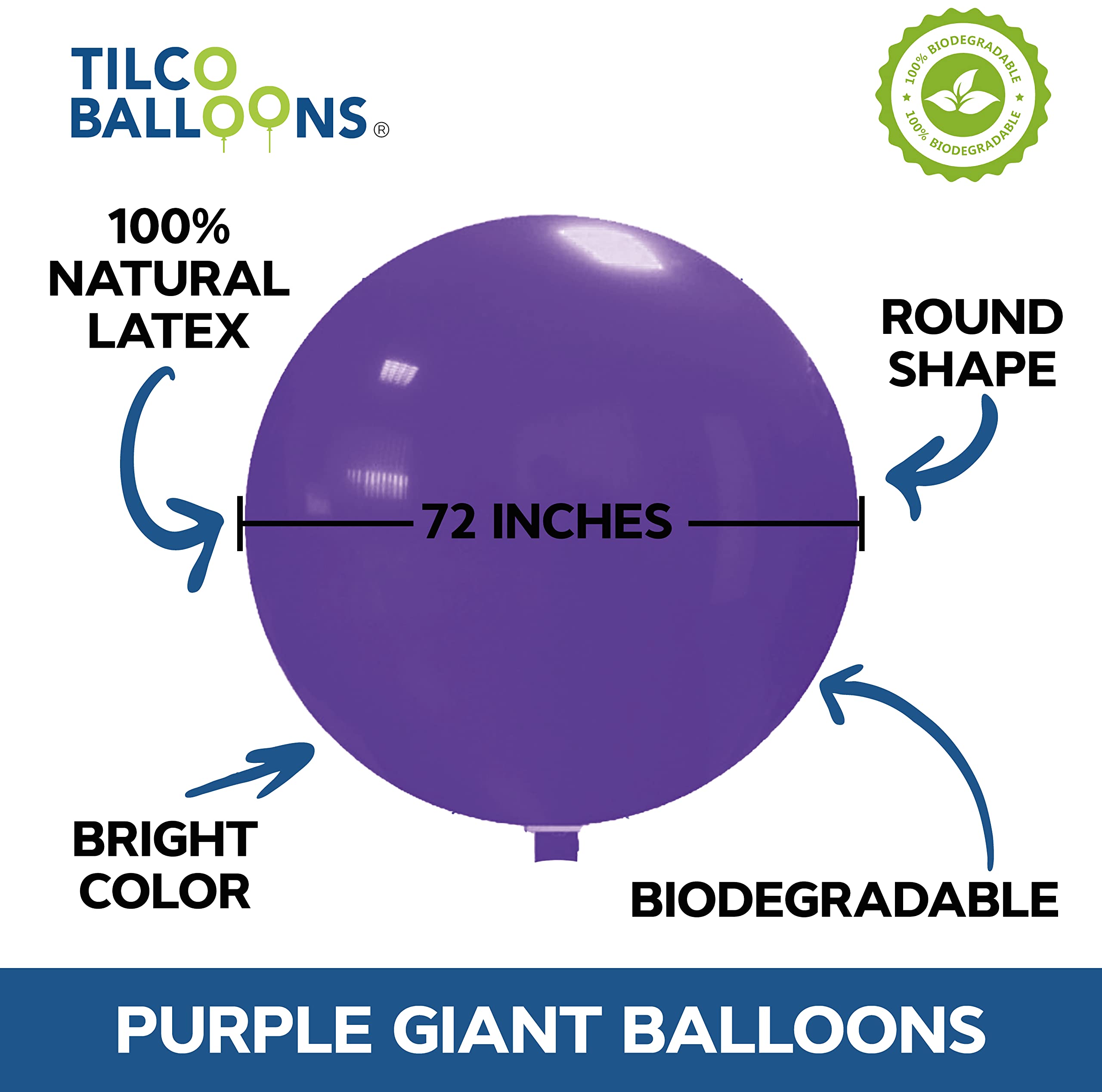 72 Inch Giant Jumbo Balloons for Party Decorations - Ready to Inflate with Air, Helium or Fill with Water - Perfect for Birthday Parties, Baby Showers, Weddings & Outdoor Events