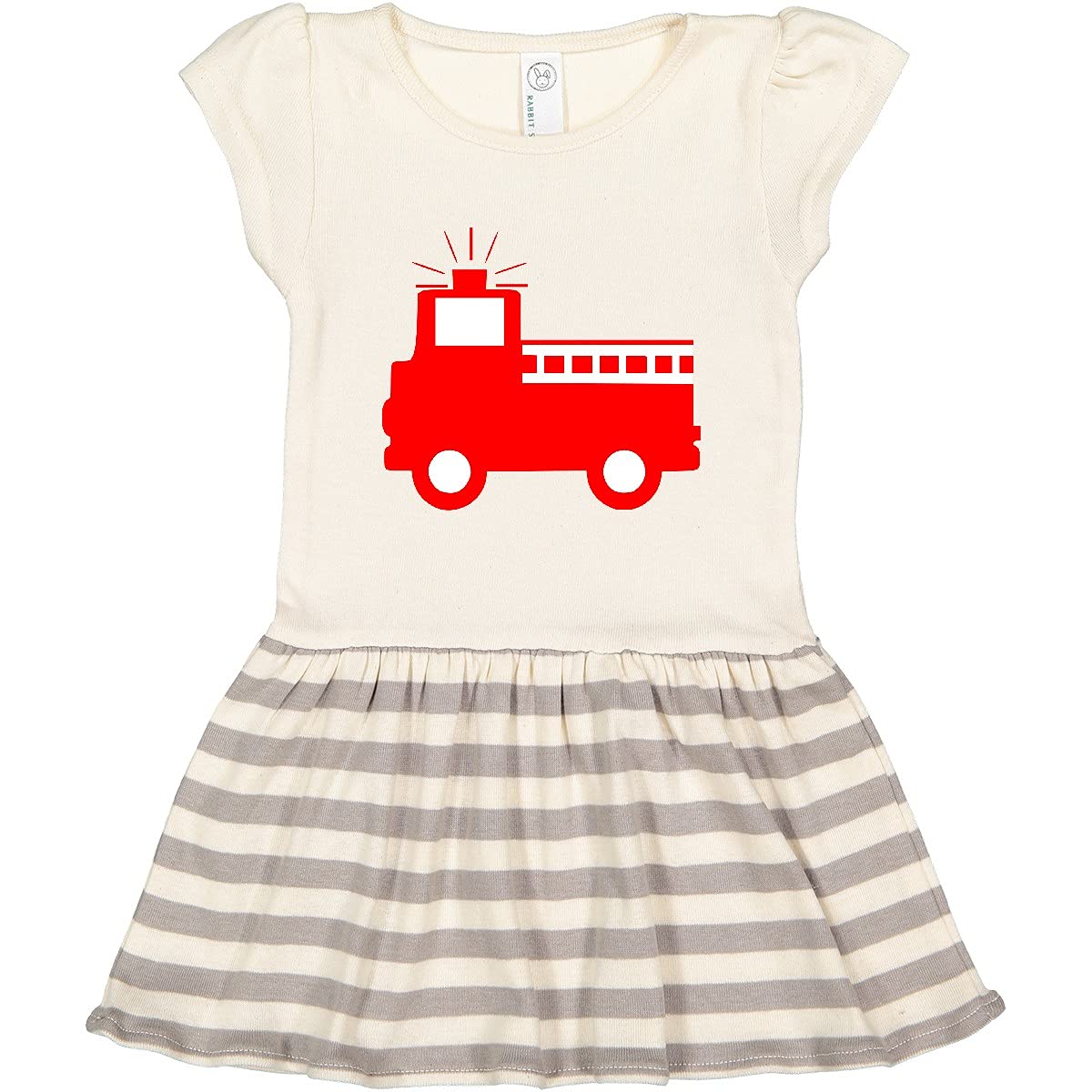 Inktastic Cute Red Firetruck Toddler Dress for Girls - Soft Cotton Kids Outfit for Playdates, Birthday Parties & Casual Wear