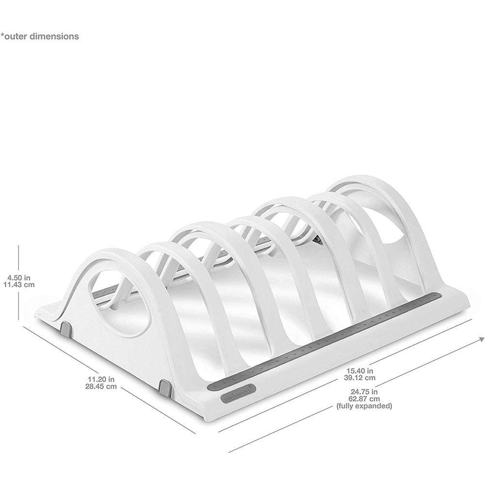 Madesmart Expandable Bakeware Organizer - Adjustable Kitchen Drawer Organizer for Baking Pans, Cookie Sheets & Cutting Boards - White - Perfect for Pantry, Cabinet & Kitchen Storage Organization