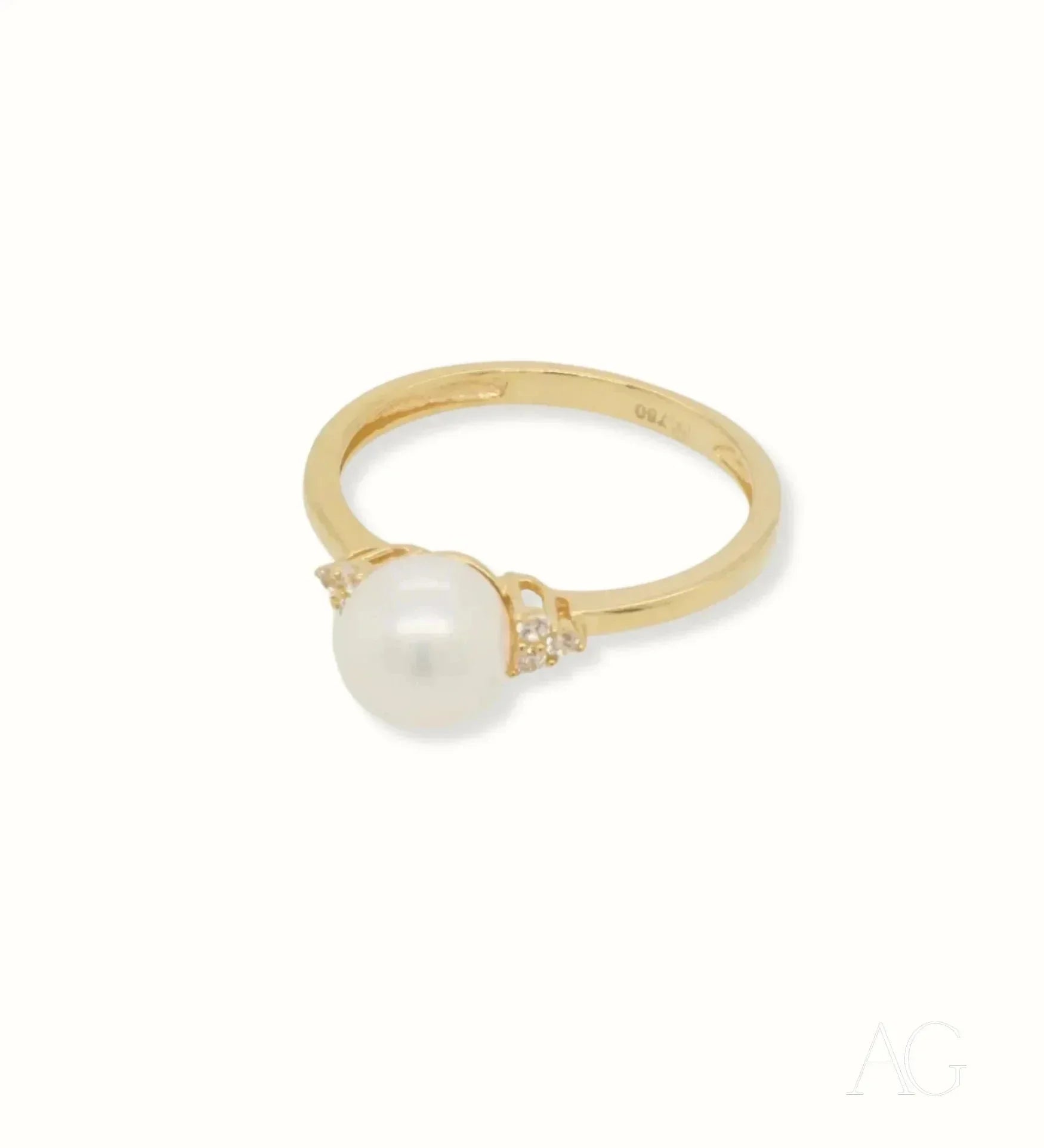 7mm Golden Pearl Ring for Women - Elegant & Stunning Jewelry for Weddings, Parties & Special Occasions