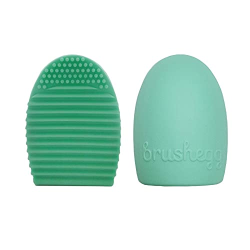 Fameza 2 Pack Silicone Makeup Brush Cleaner - Egg Shaped Cosmetic Cleaning Tool for Foundation & Powder Brushes (Green) | Perfect for Daily Makeup Brush Care & Travel Beauty Essentials