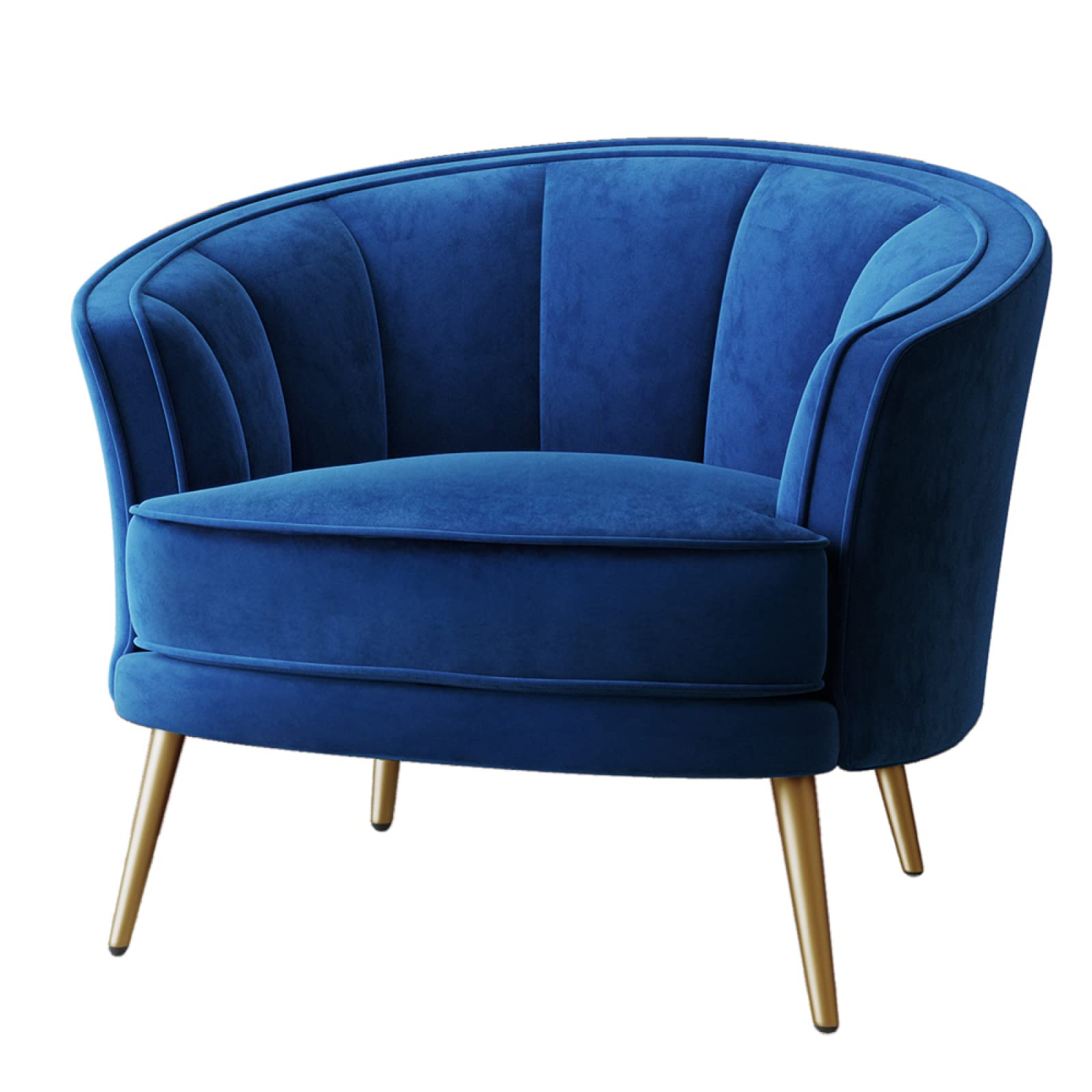 Velvet Tub Barrel Chair with Arms - Modern Upholstered Accent Club Chair for Living Room, Bedroom & Office - Blue Leisure Armchair with Black Metal Tapered Legs - Perfect for Relaxing, Reading & Small Space Decor