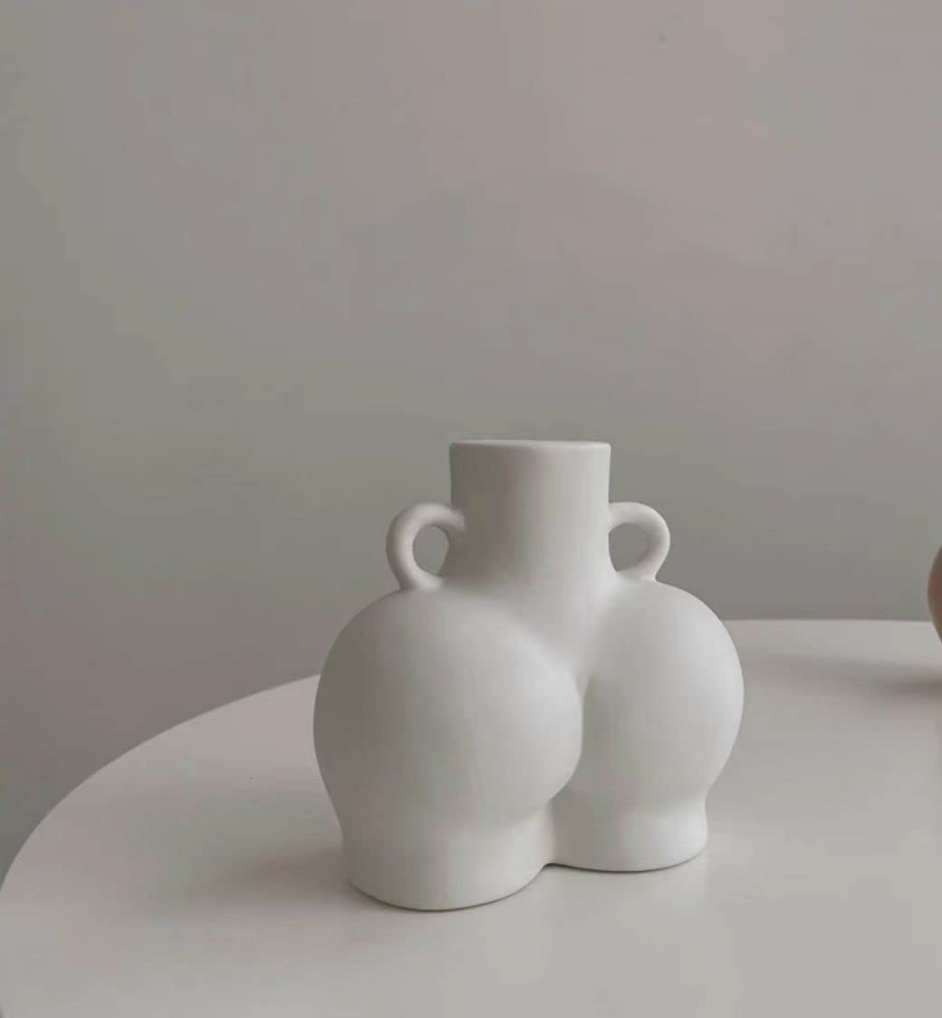 JYYBN Ceramic Human Body Sculpture Vase - White Artistic Tabletop Decor for Flowers & Plants | Modern Home & Office Decoration | Unique Gift Idea for Interior Design Lovers