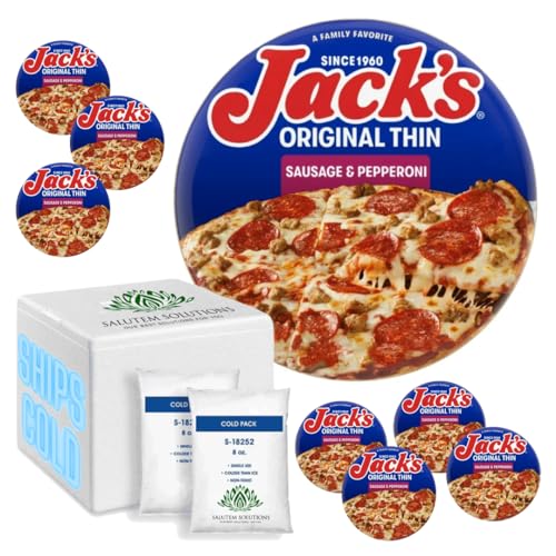 Jack's Frozen Pizza - Sausage & Pepperoni Thin Crust with Marinara Sauce, 15 oz (Pack of 8) | Family Dinner, Party Snack, Quick Meal Solution