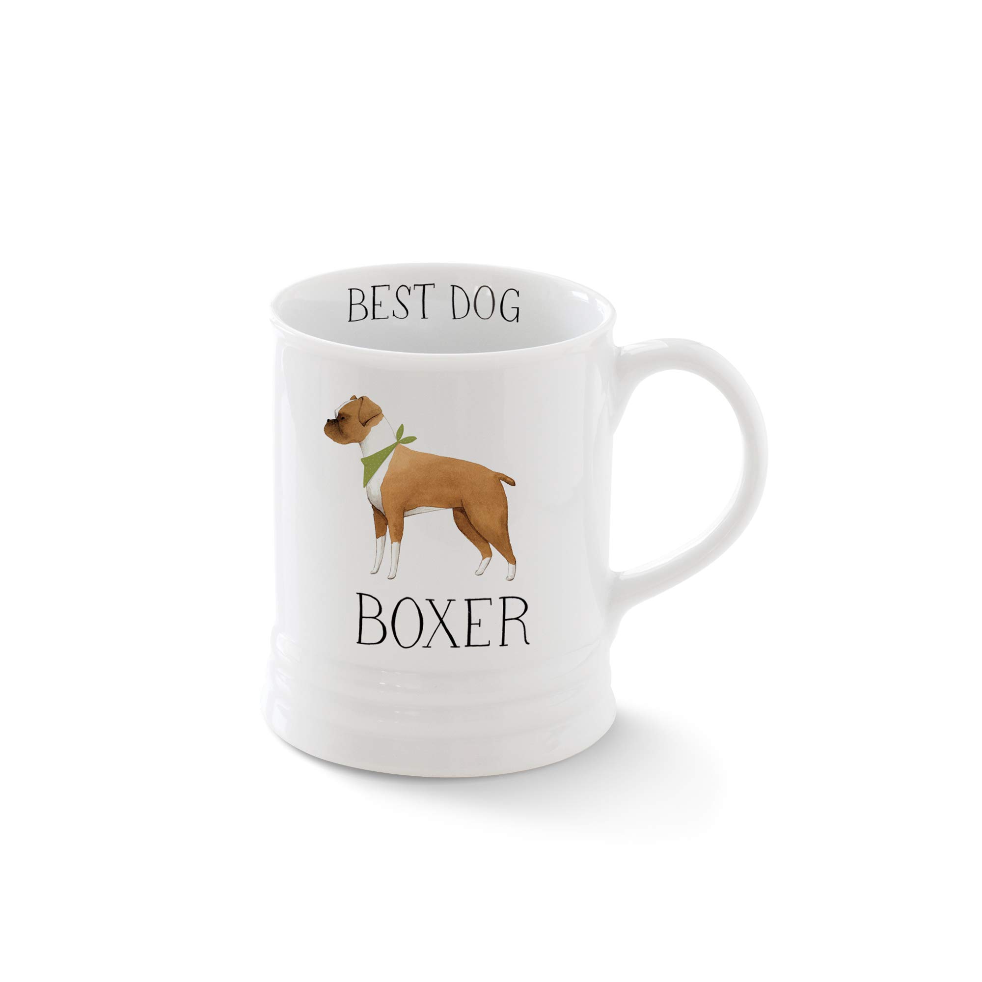 Fringe Studio 12 oz White Ceramic Boxer Mug - Perfect for Coffee, Tea & Hot Chocolate at Home or Office