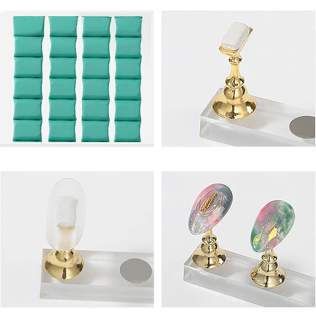 Magnetic Nail Tips Practice Holder Stand - 5 Pcs Nail Art Display Stand for DIY Manicure, False Nail Tips & Salon Use - Perfect for Home Nail Practice, Professional Training & Nail Art Showcase