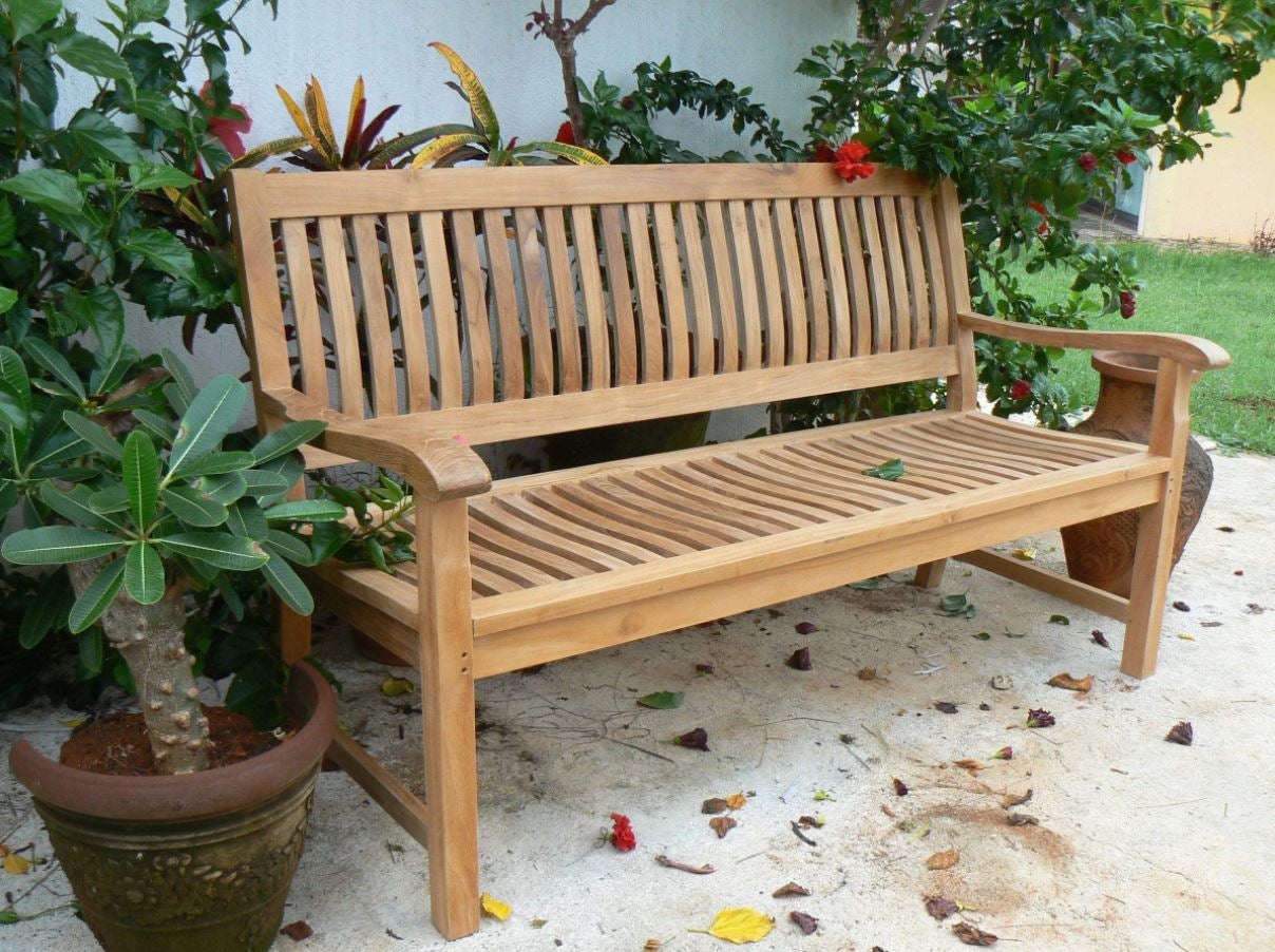 Anderson Teak Del Amo 3-Seater Outdoor Bench BH 560 - Durable Teak Wood Patio Furniture for Garden, Poolside & Deck - Weather-Resistant Comfortable Seating