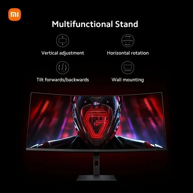 Xiaomi G34WQi 34-Inch Ultrawide Gaming Monitor - WQHD 3440x1440, 180Hz Refresh Rate, 1ms Response Time, HDR10, 100% sRGB, 4000:1 Contrast Ratio, 350nits, AMD FreeSync, RGB Ambient Light, Low Blue Light, Borderless Design - Perfect for Esports, Work & Entertainment