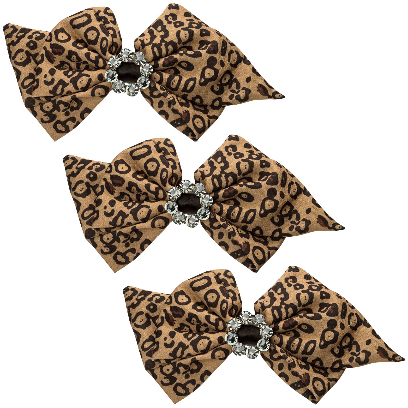 OIIKI 3PCS Large Rhinestone Leopard Hair Clips for Women & Girls - Brown Hair Barrettes for Christmas, Valentine's Day, Birthday Party - Perfect for Weddings, Prom, and Everyday Fashion Accessories