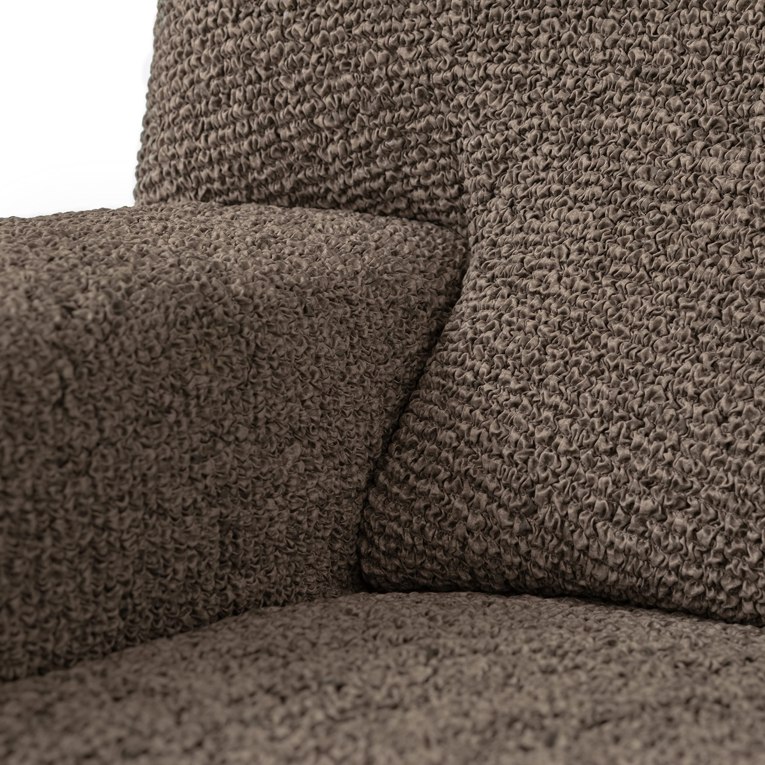 PAULATO BY GA.I.CO. Extra Large L-Shaped Corner Sectional Sofa Cover - Washable Microfiber Slipcover with Form Fit - Vittoria Brown Print - 1-Piece Protector for Living Room, Family Room & Home Theater