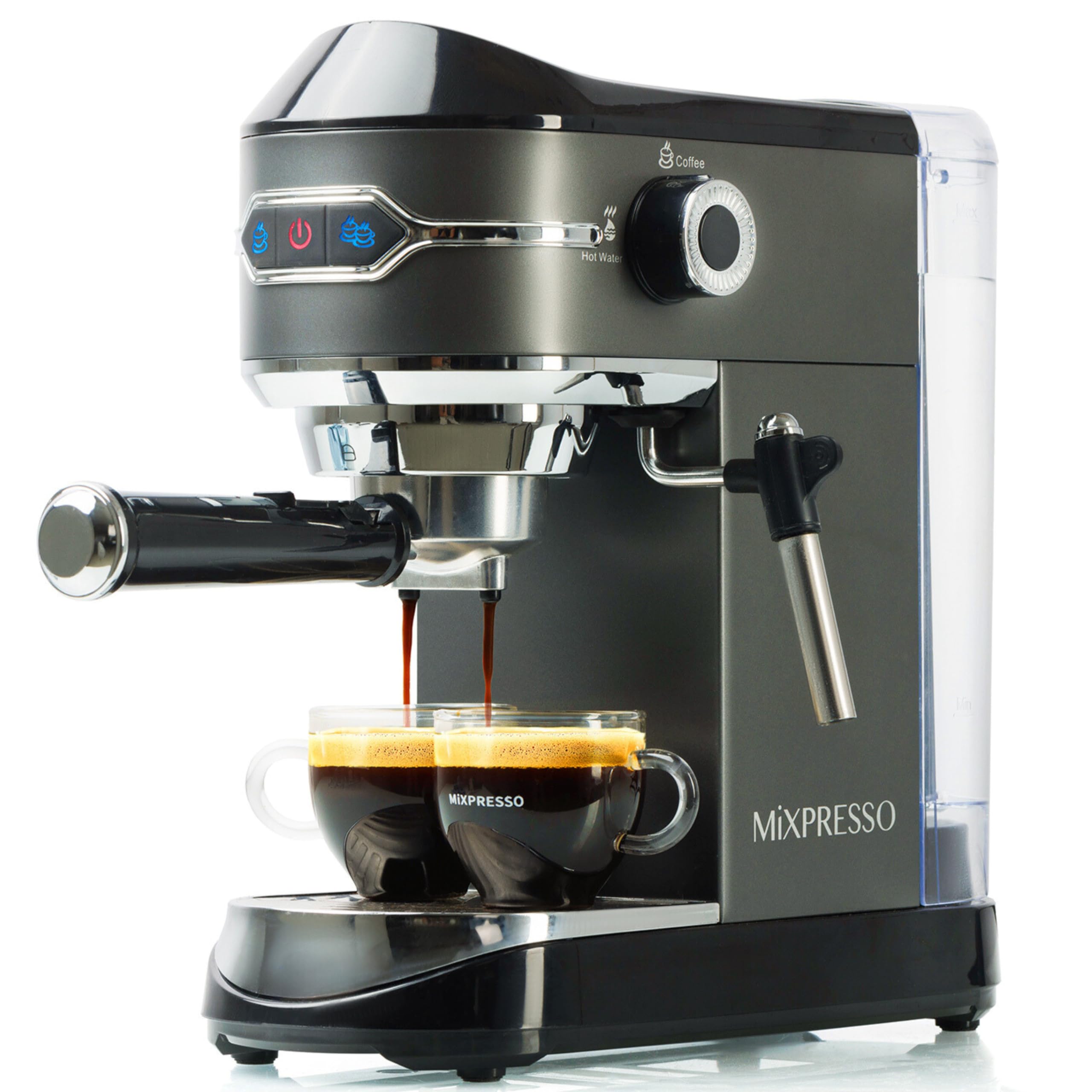 Mixpresso Professional 15 Bar Espresso Machine with Milk Frother - Fast Heating 1450W, Double Cup Splitter & 37Oz Water Tank - Perfect for Home Baristas Making Espresso, Cappuccino & Latte (Ideal for Small Kitchens, Offices & Coffee Enthusiasts)