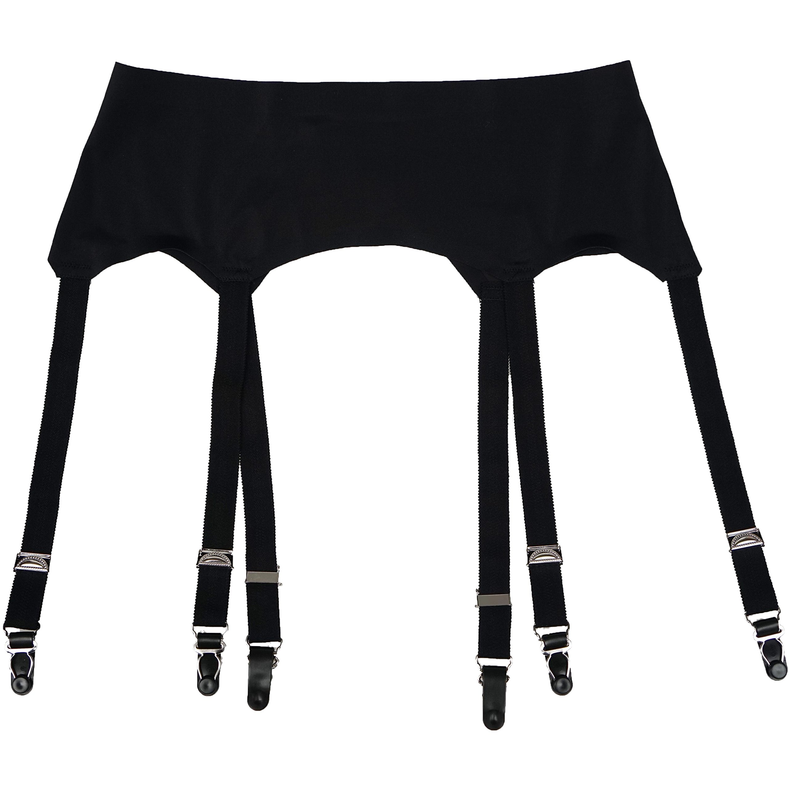 TVRtyle Black Vintage Metal Clips 6-Wide Strap Women's Sexy Garter Belt for Stockings - Perfect for Lingerie, Boudoir Photography & Retro Fashion Outfits S504B