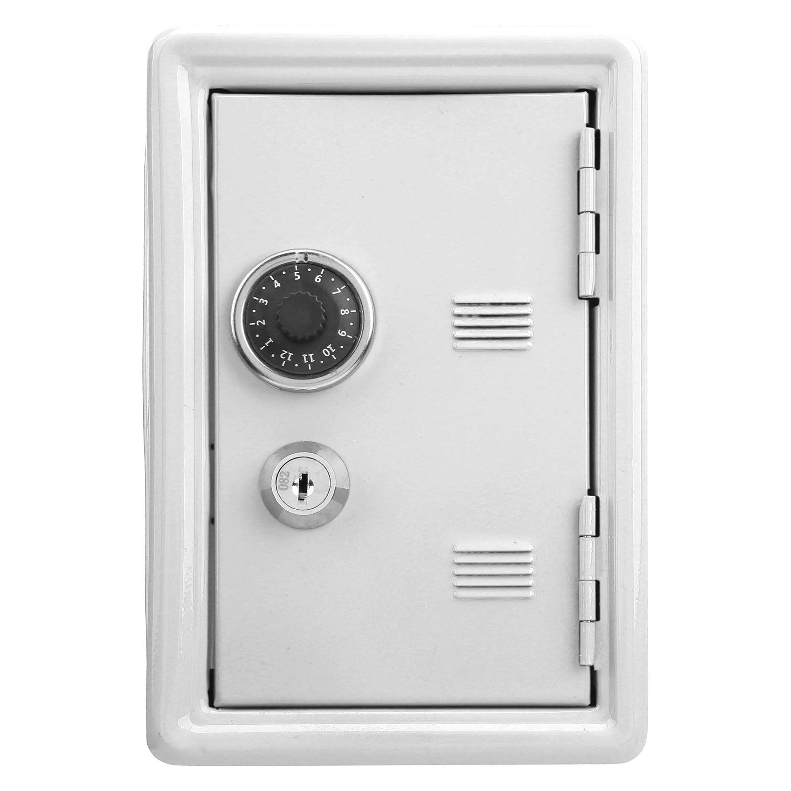 Kids Metal Safe & Lock Box - Mini Piggy Bank for Children, Home Money Strongbox with Secure Lock, Small Cash Storage (White) - Perfect for Saving Allowance, Coins & Valuables at Home or School