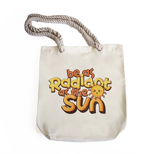 Be Radiant as the Sun Canvas Tote Bag - Cute Sun Face Design, Aesthetic Women's Beach Bag, Artistic Canvas Shopper for Summer Outings & Grocery Shopping