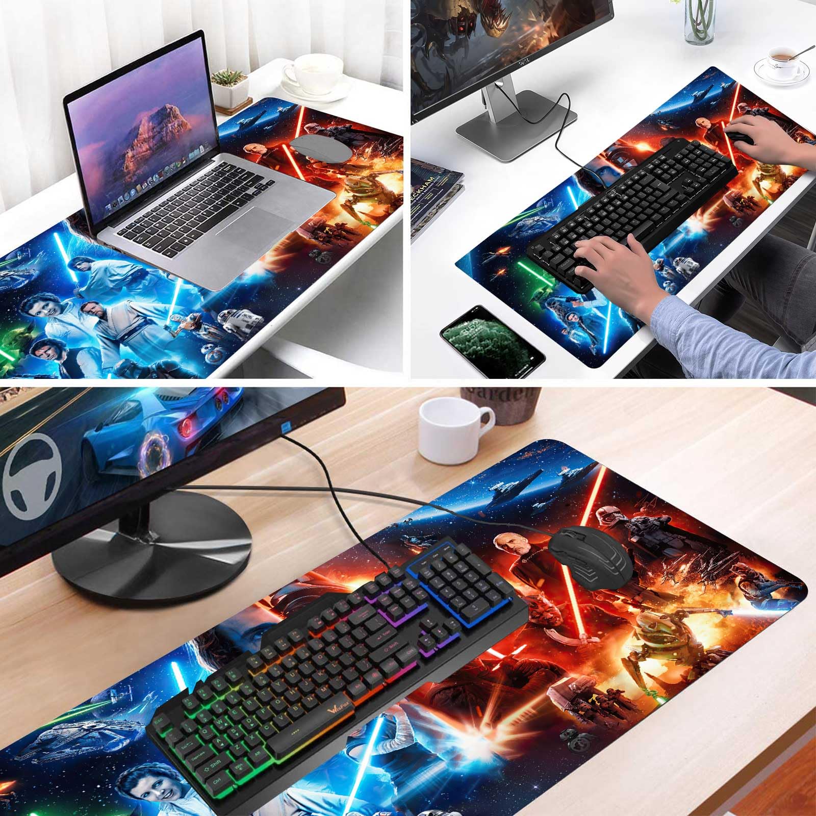 XXL Large Gaming Mouse Pad - Extended Non-Slip Rubber Base with Stitched Edges - 31.5x15.7 Inch Desk Mat for PC Gaming & Office Work - Perfect for Computer Desks, Workstations & Gaming Setups