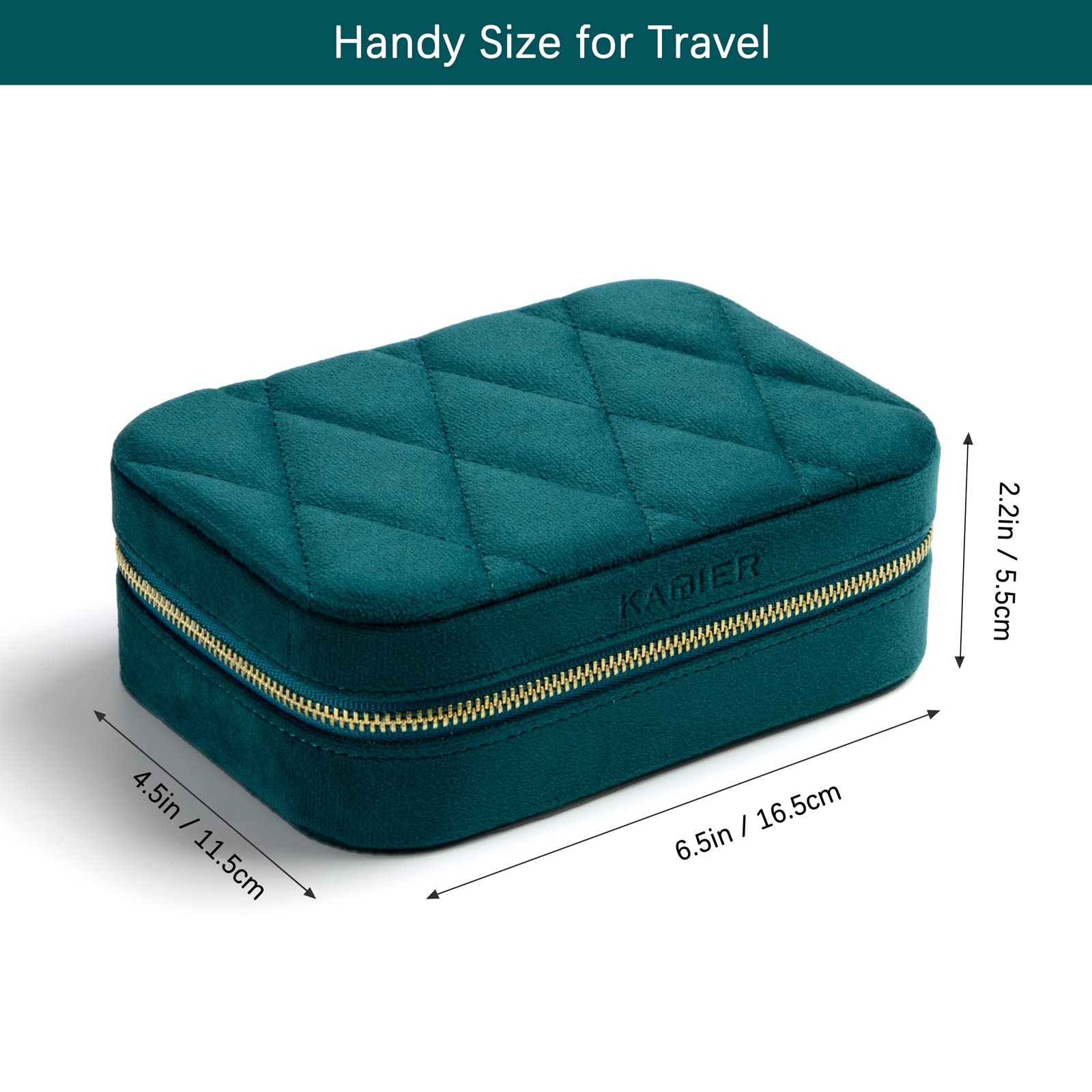 KAMIER Velvet Jewelry Organizer Box for Women - Elegant Storage for Earrings, Rings & Necklaces | Perfect Jewelry Gift Box for Women, Men & Girls (Peacock Blue) | Ideal for Travel, Home Decor & Gift Giving