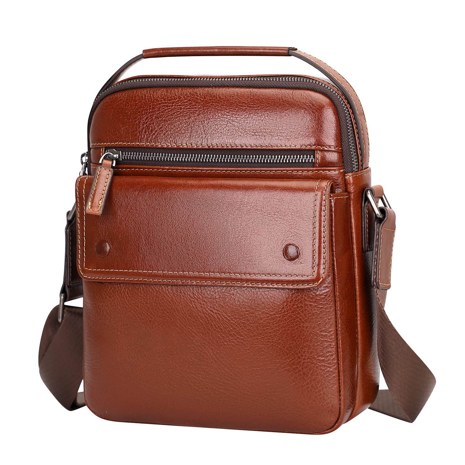 Genuine Leather Crossbody Bag for Men - Small Messenger Bag with Multiple Pockets - Perfect for Travel, Work & Everyday Carry