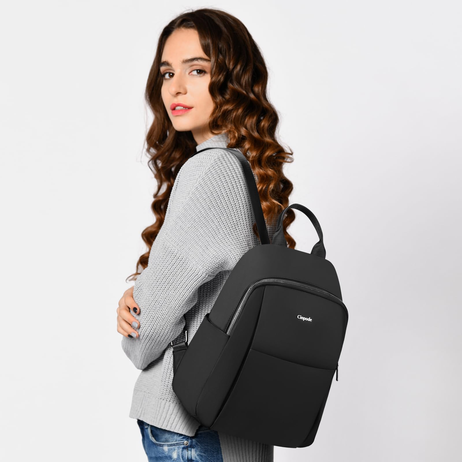 Mini Backpack for Women - Waterproof Nylon Travel Backpack with Anti-Theft Design & Multiple Pockets - Small Casual Daypack Shoulder Bag Purse for Work, School, Hiking & Daily Use (Black)