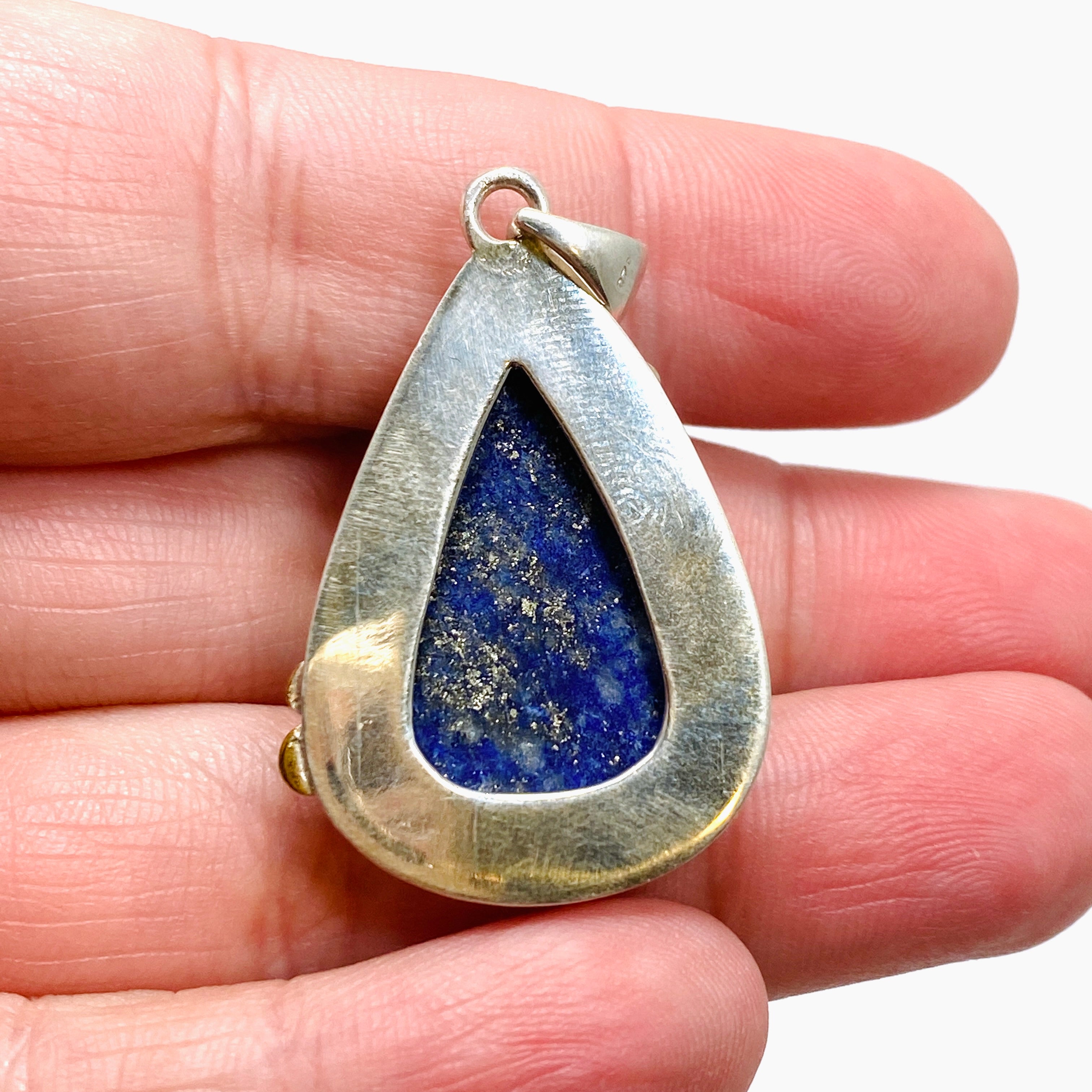 Natural Lapis Lazuli Teardrop Pendant with Brass Accents - Handmade Raw Stone Jewelry for Women - Perfect for Boho Fashion, Meditation & Spiritual Gifts