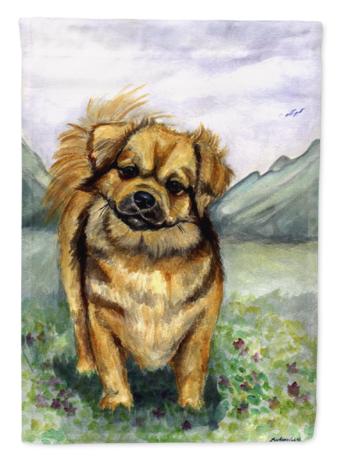 Caroline's Treasures Tibetan Spaniel Garden Flag - Colorful Outdoor Decorative Yard Banner for Mailbox, Patio, Flower Beds & Lawn Decor | Weather-Resistant Garden Size Flag for Home & Garden Decorations