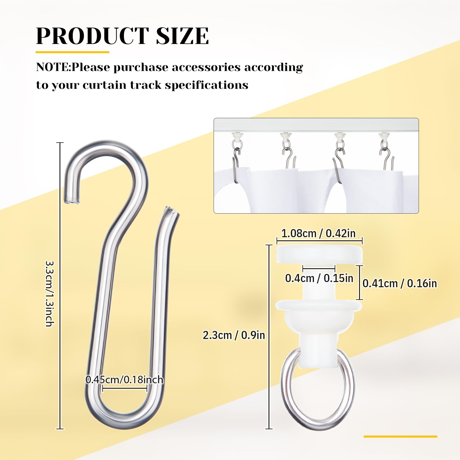 60 Pcs Shower Curtain Hooks & Gliders Set - 30 Hooks + 30 Gliders for Smooth Shower Curtain Sliding - Perfect for Bathroom, RV, and Dorm Use