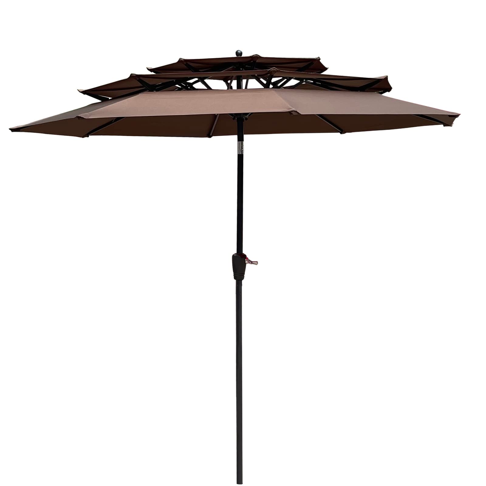 9Ft 3-Tier Outdoor Patio Umbrella with Crank & Tilt - Heavy Duty Market Table Sunshade with Wind Vents for Garden, Deck, Backyard, Pool - Perfect for Outdoor Dining, Lounging & Swimming Pool Shade