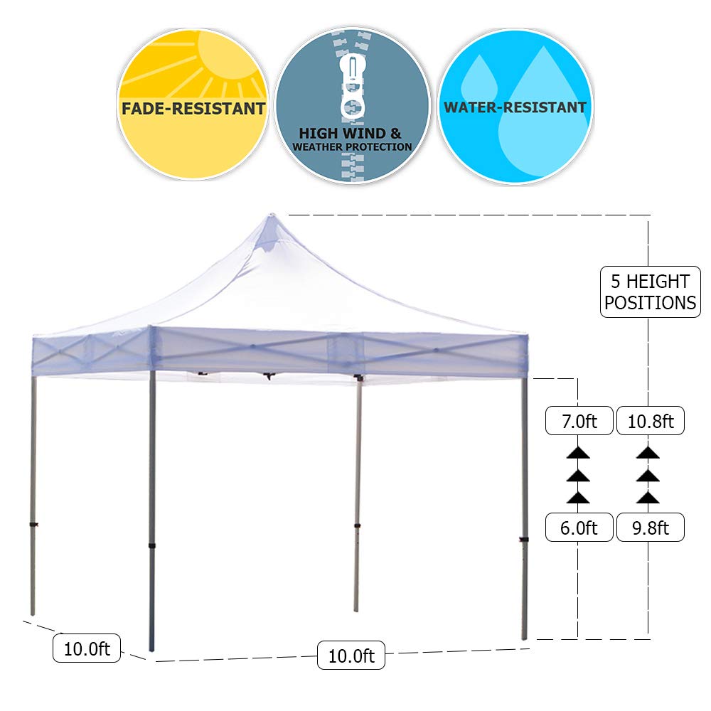 Vispronet 10x10 FT Instant Pop Up Canopy Tent with 3 Full Walls & 1 Half Wall - Heavy Duty Commercial Aluminum Frame - Waterproof Canopy Top & Sidewalls - Includes Carry Bag & Stakes - Perfect for Outdoor Events, Parties, Camping & Market Stalls (White)