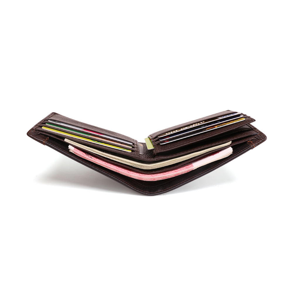 Slim Genuine Leather Men's Wallet - RFID Blocking Bifold Wallet for Men - Minimalist & Lightweight - Perfect for Everyday Carry, Travel & Business Use