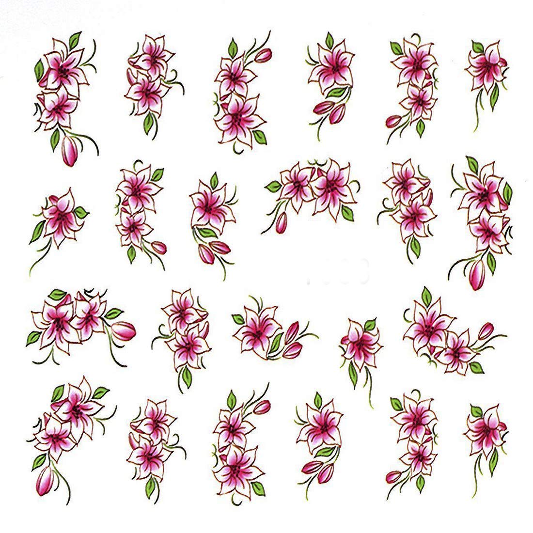 Valentine's Day Nail Art Decals - SENECIO Pink Lily Water Transfer Stickers for Manicure (6.2x5.2cm) | Perfect for Romantic Dates, Weddings & Special Occasions