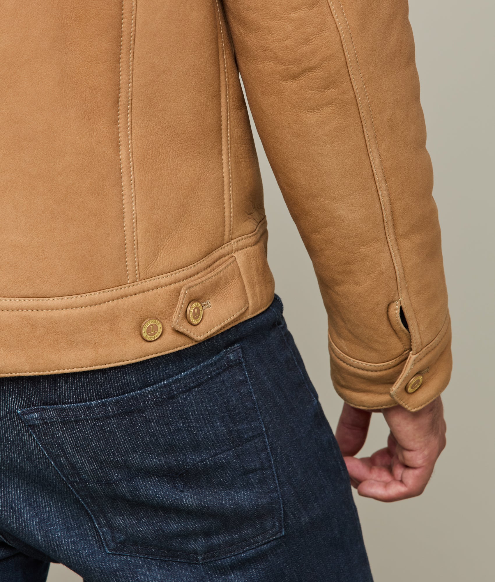 Kyle Shearling Trucker Jacket - Natural Brown Distressed Leather Jacket for Men | Winter Fashion, Motorcycle Riding, Casual Outfit