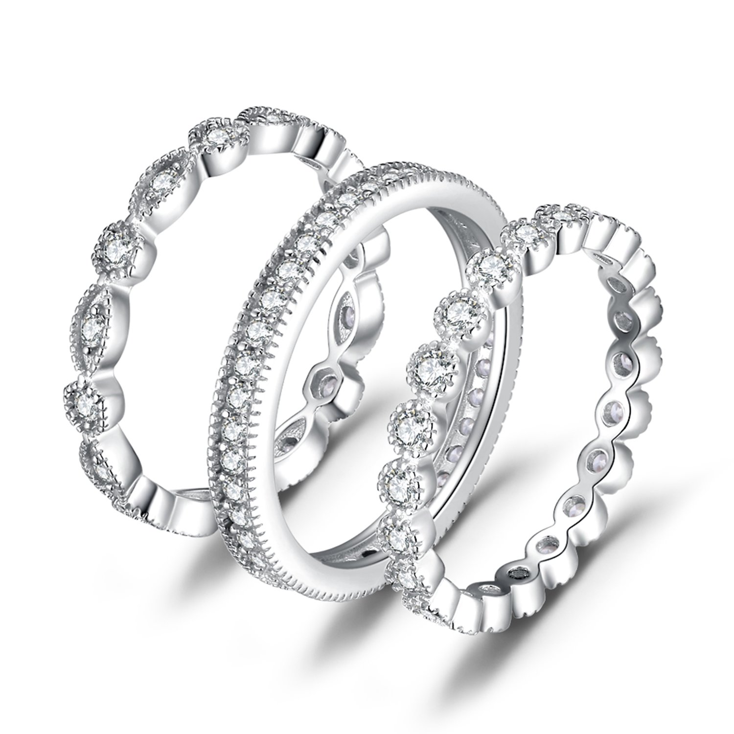 14K Gold Plated 925 Sterling Silver Rings for Women - Cubic Zirconia Promise Rings, Stackable Wedding Bands Set (Size 4-12) | Elegant Jewelry for Anniversaries, Engagements & Everyday Wear