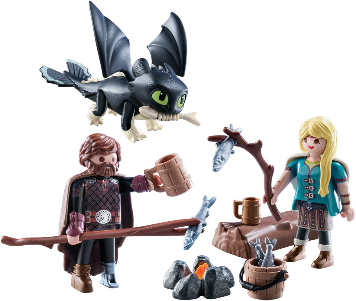 PLAYMOBIL How to Train Your Dragon III Hiccup & Astrid 70040 Action Figure Set - Perfect for Kids' Playtime, Collectors & Movie Fans