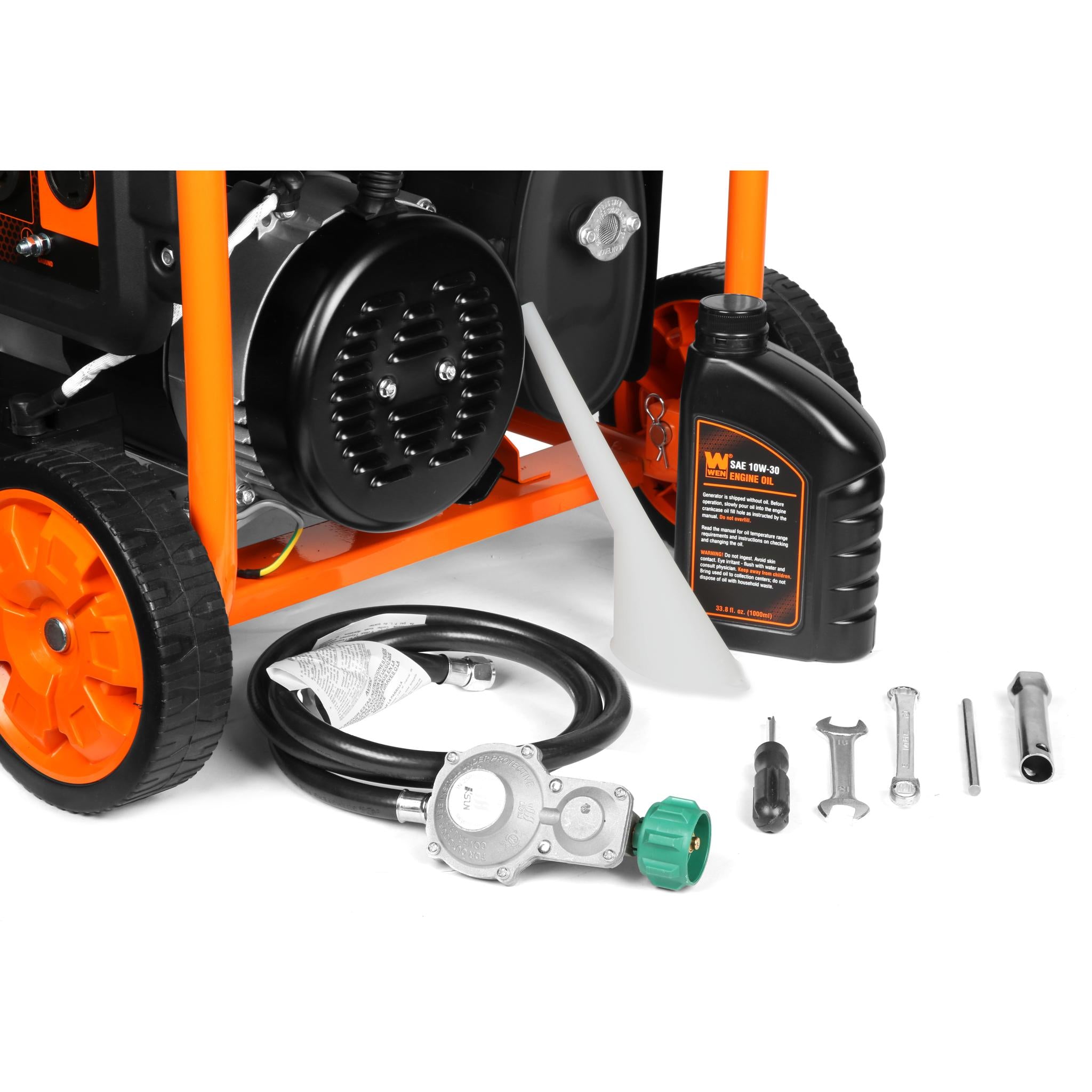 WEN DF623X 6250-Watt Dual Fuel Portable Generator with Electric Start - 120V/240V Output, Wheel Kit & CO Sensor - Perfect for Home Backup Power, Camping & Job Sites