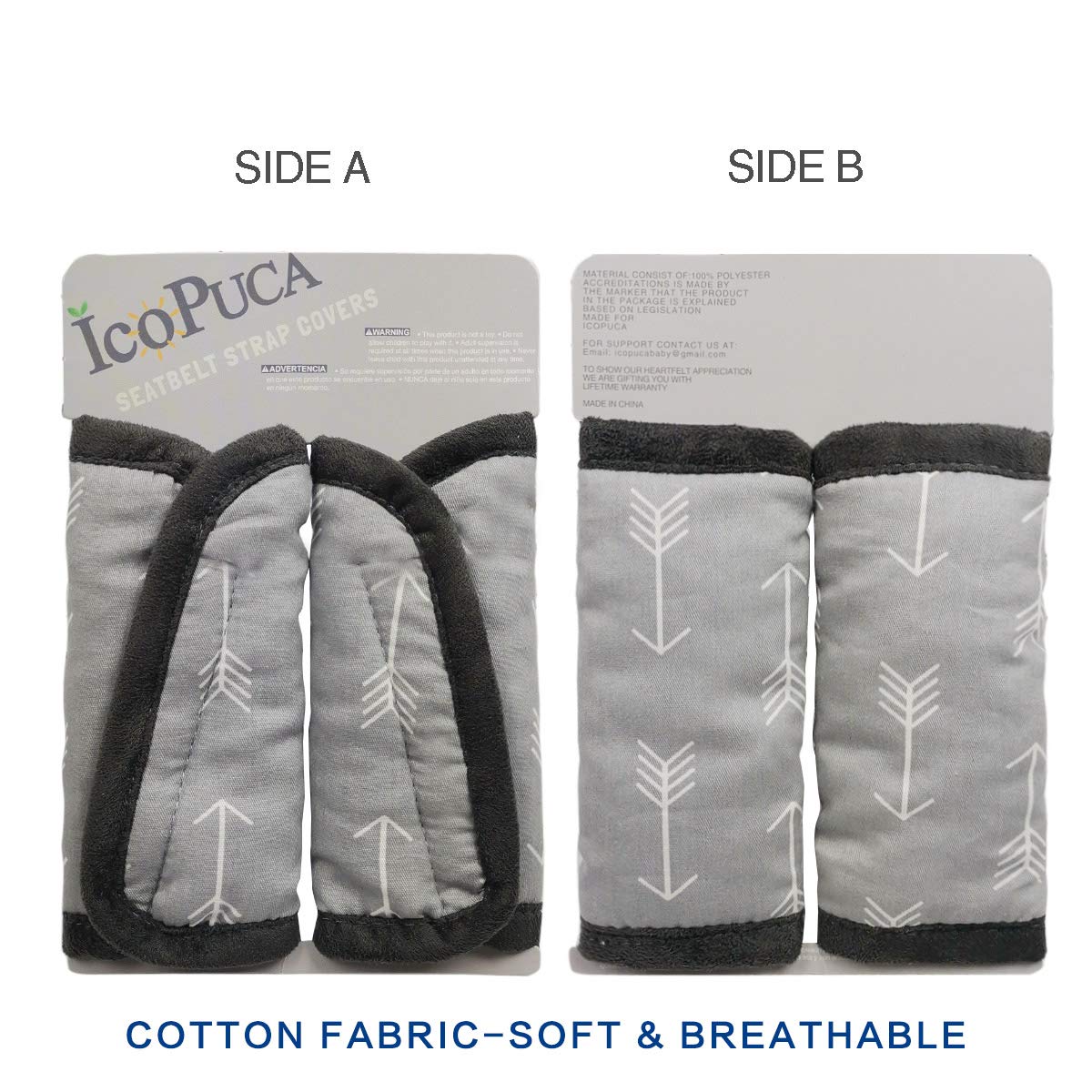 Baby Car Seat Strap Pads - Soft Cotton Shoulder Belt Covers for Kids & Toddlers (Arrow Pattern) - Anti-Slip Neck Protection for Strollers, Carriers & Pushchairs - Perfect for Travel, Shopping & Daily Commutes