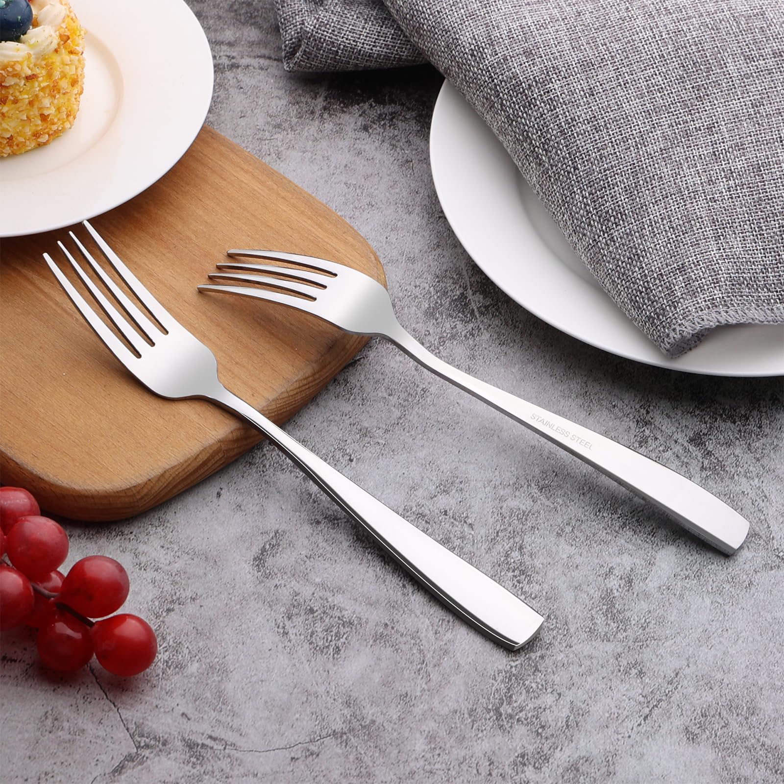 12-Piece Stainless Steel Dinner Forks Set - 8 Inch Elegant Flatware for Restaurants, Weddings & Home Dining - Dishwasher Safe Kitchen Cutlery
