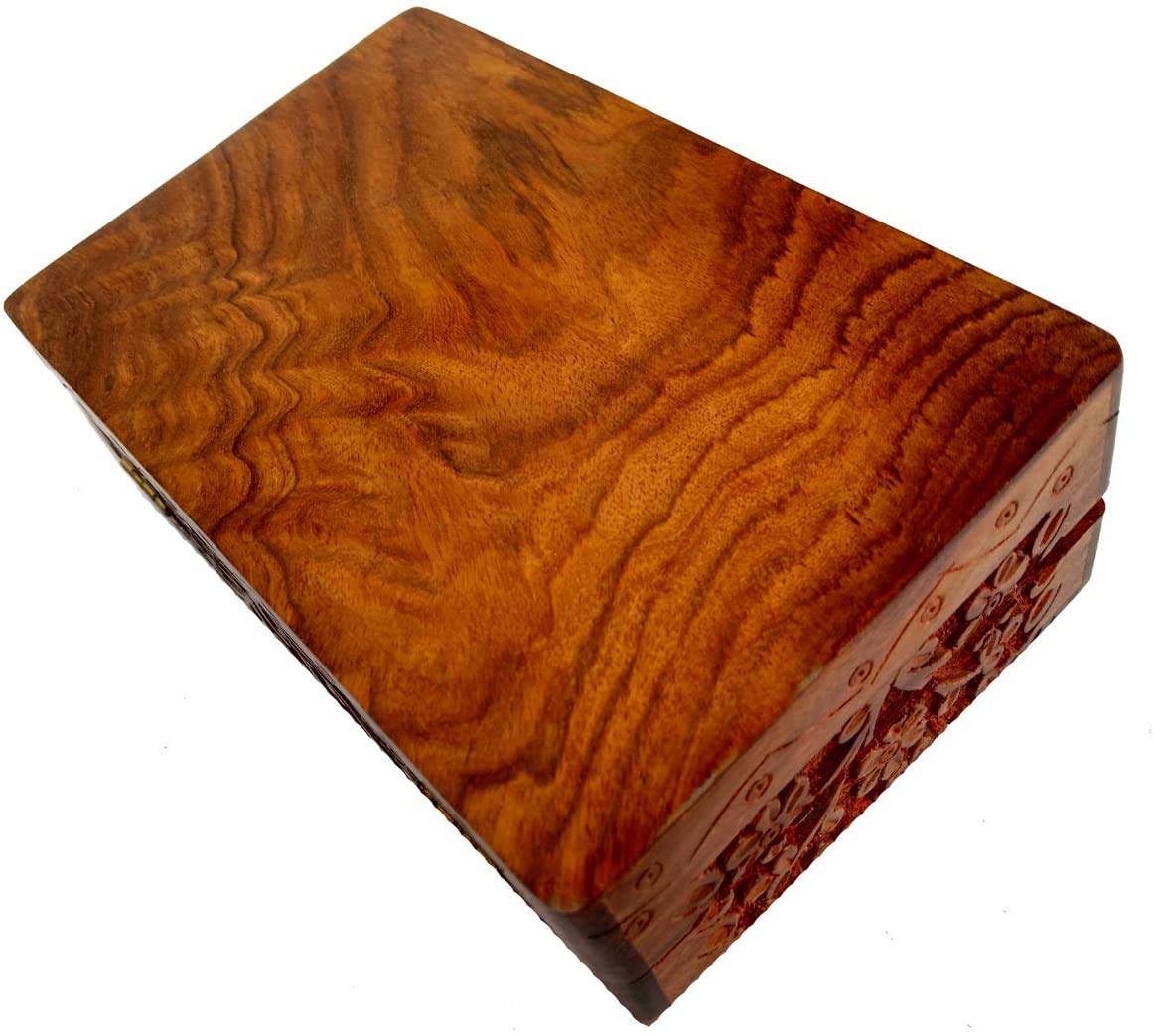 Elegant Wooden Jewelry Box for Women & Girls - 8x5 Inch Organizer Storage Display Case | Perfect Birthday Gift for Mom, Wife, Daughter | Great for Jewelry Organization, Travel & Home Decor (Design9)