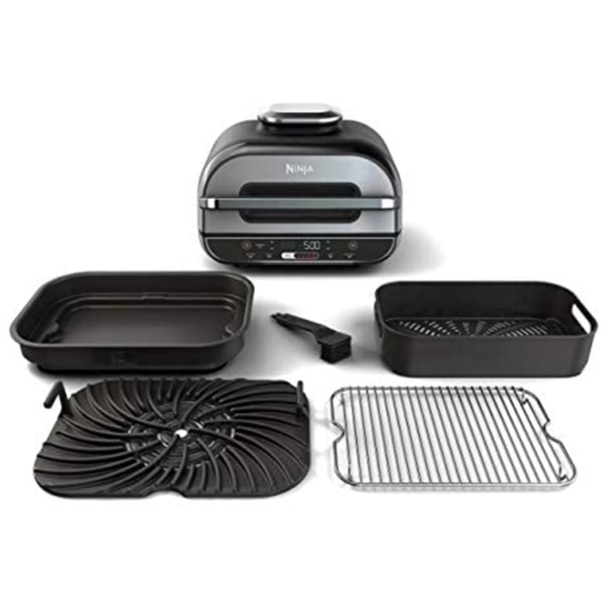 Ninja Foodi 5-in-1 Indoor Grill & Air Fryer with Surround Searing Technology, Removable Grill Plate, Crisper Basket, 4-Quart Cooking Pot & Smoke Control System - Perfect for Grilling, Air Frying, Roasting, Baking & Dehydrating in Small Kitchens & Apartments