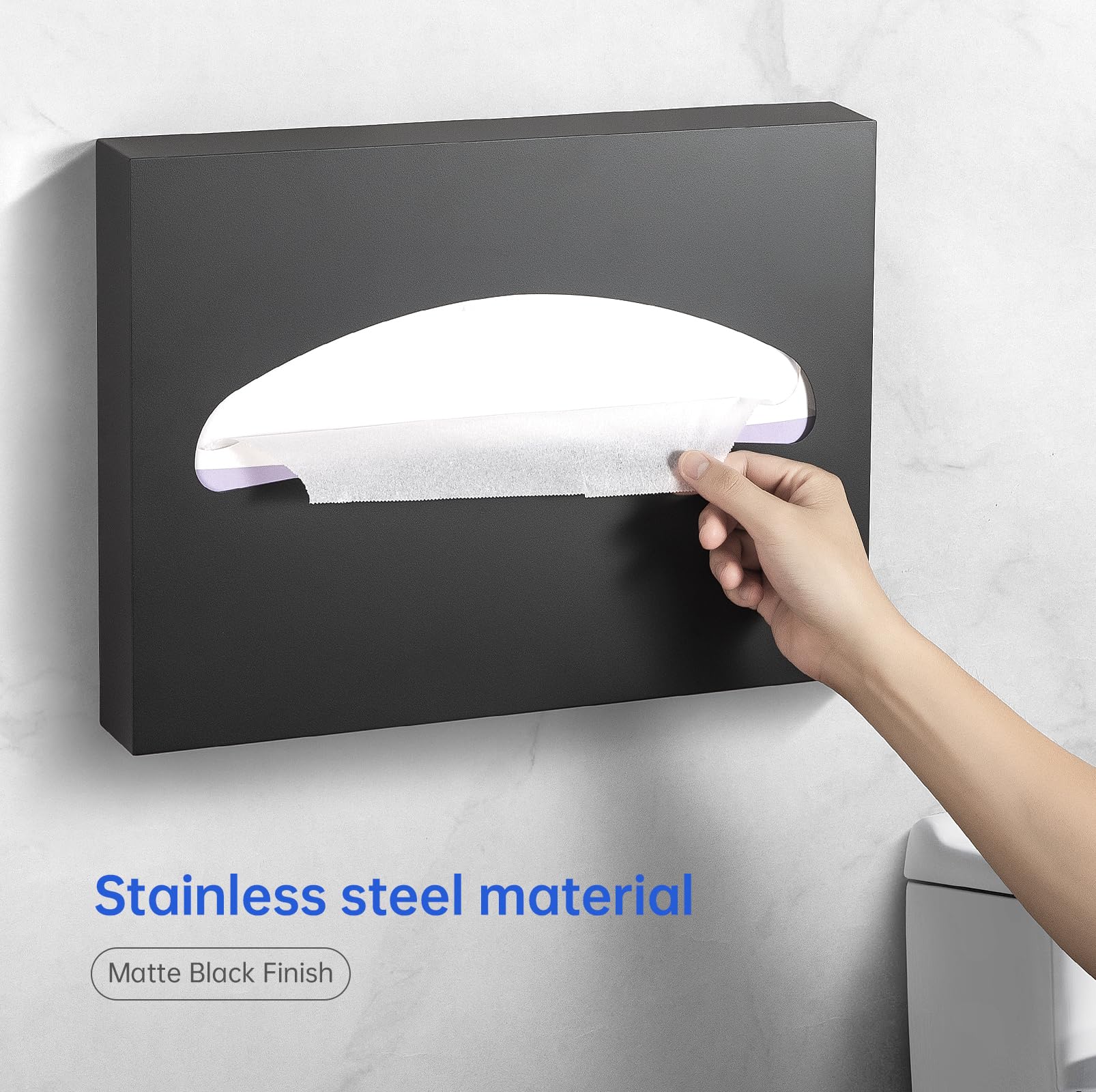 Stainless Steel Wall Mounted Toilet Seat Cover Dispenser - Matte Black Finish | Hygienic Bathroom Accessory for Home, Office & Public Restrooms