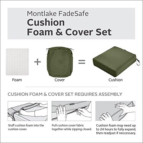 Classic Accessories Montlake Outdoor Chaise Lounge Cushion 80x26 - FadeSafe, Water-Repellent, Heather Fern - Perfect for Patio, Poolside & Garden Relaxation
