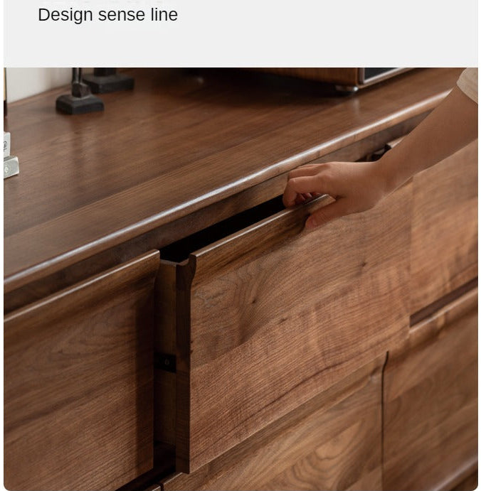 Solid Black Walnut Wood Dresser - 6-Drawer Bedroom Storage Furniture for Master Bedroom, Guest Room & Nursery Organization