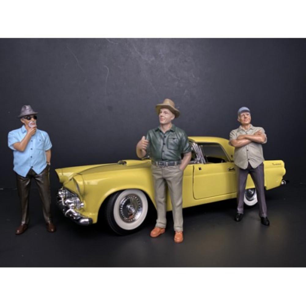 1/18 Scale Diecast Car Model Figurine Set - 8 Piece Weekend Car Show Collection for Display & Diorama Scenes