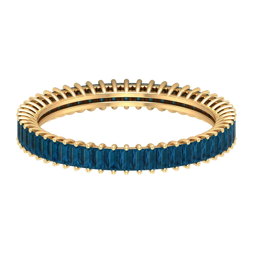 14K Solid Gold London Blue Topaz Eternity Ring - December Birthstone Band for Women, Anniversary Gift, Wedding Jewelry, Stackable Ring for Everyday Elegance