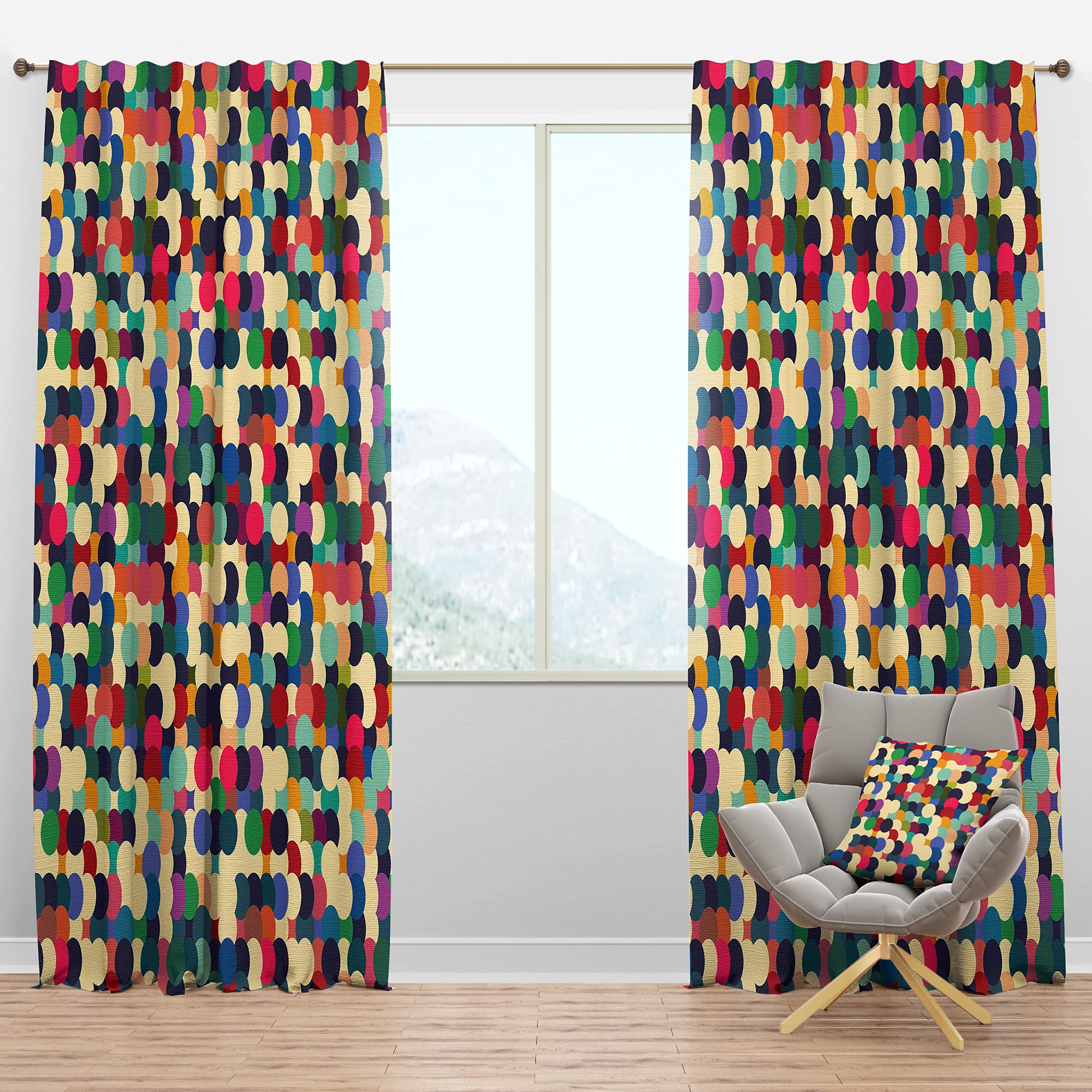 DesignQ Blackout Curtains - Geometric Circle Pattern Thermal Insulated Drapes for Bedroom & Living Room (52x108, Single Panel) - Perfect for Light Blocking, Privacy & Temperature Control
