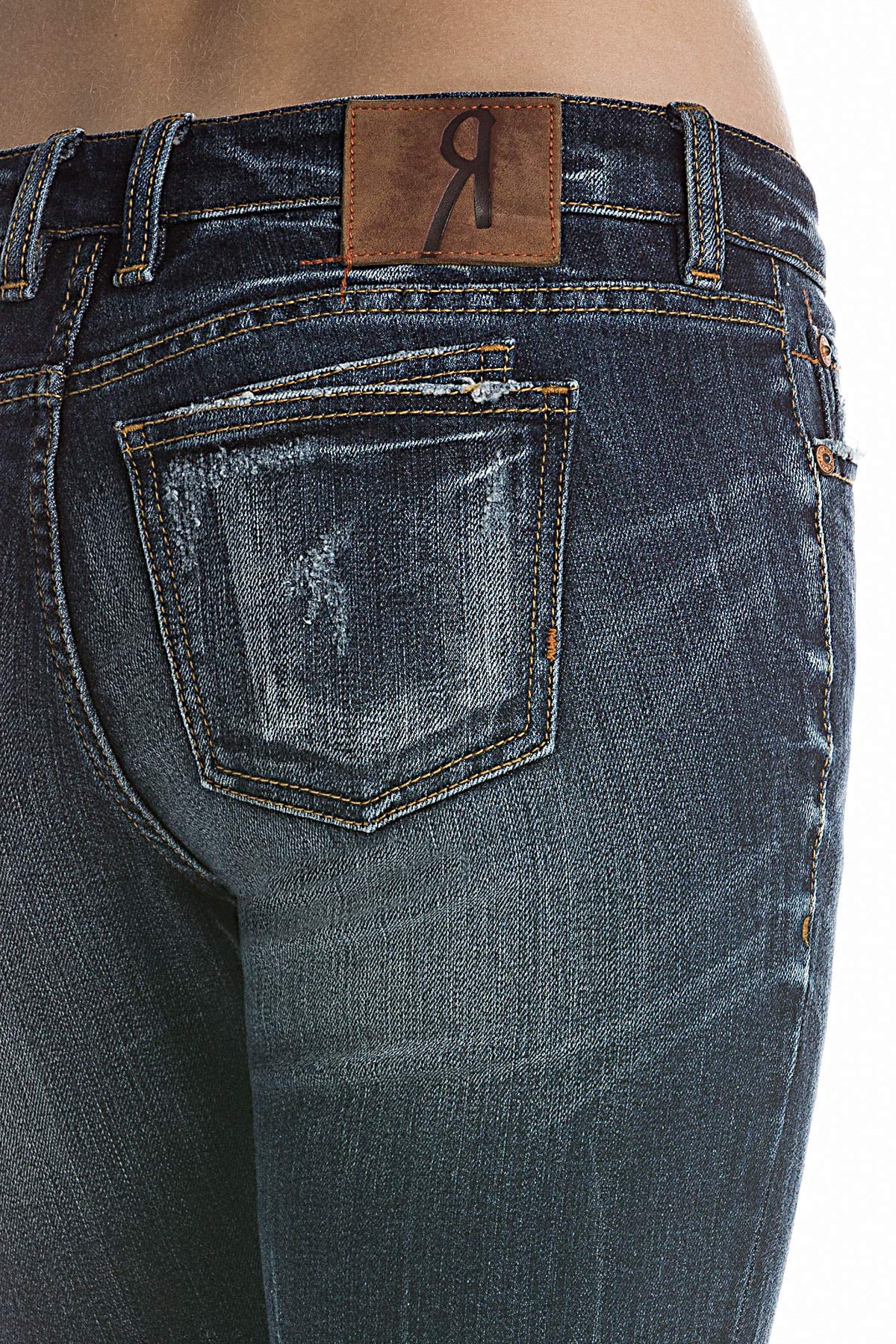 Rock Revival Women's Vintage Blue Capri Jeans - High Waisted Distressed Denim Pants for Casual Outfits & Boho Style